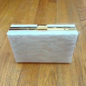 White marble box clutch